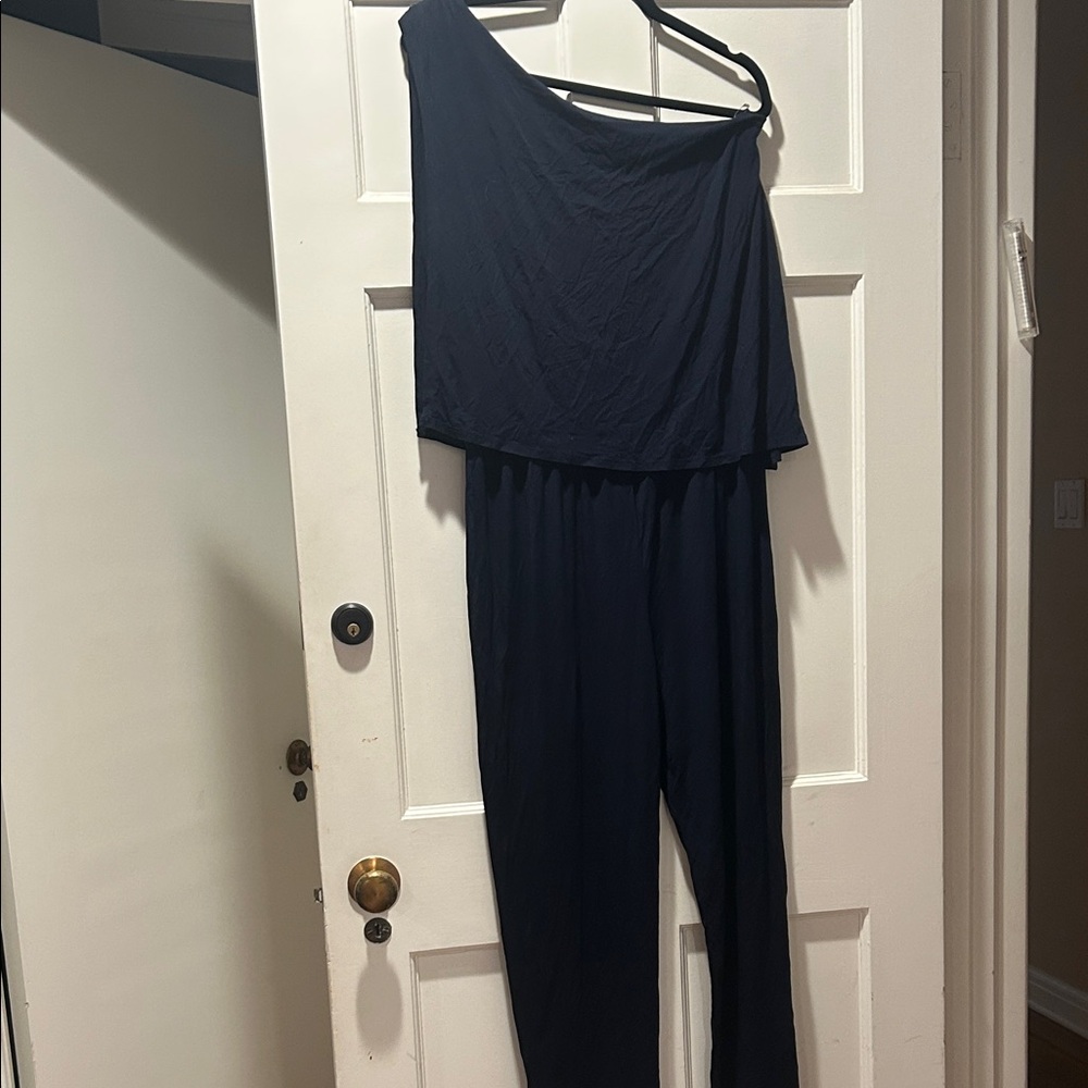 Navy Trina Turk Jumpsuit One Shoulder